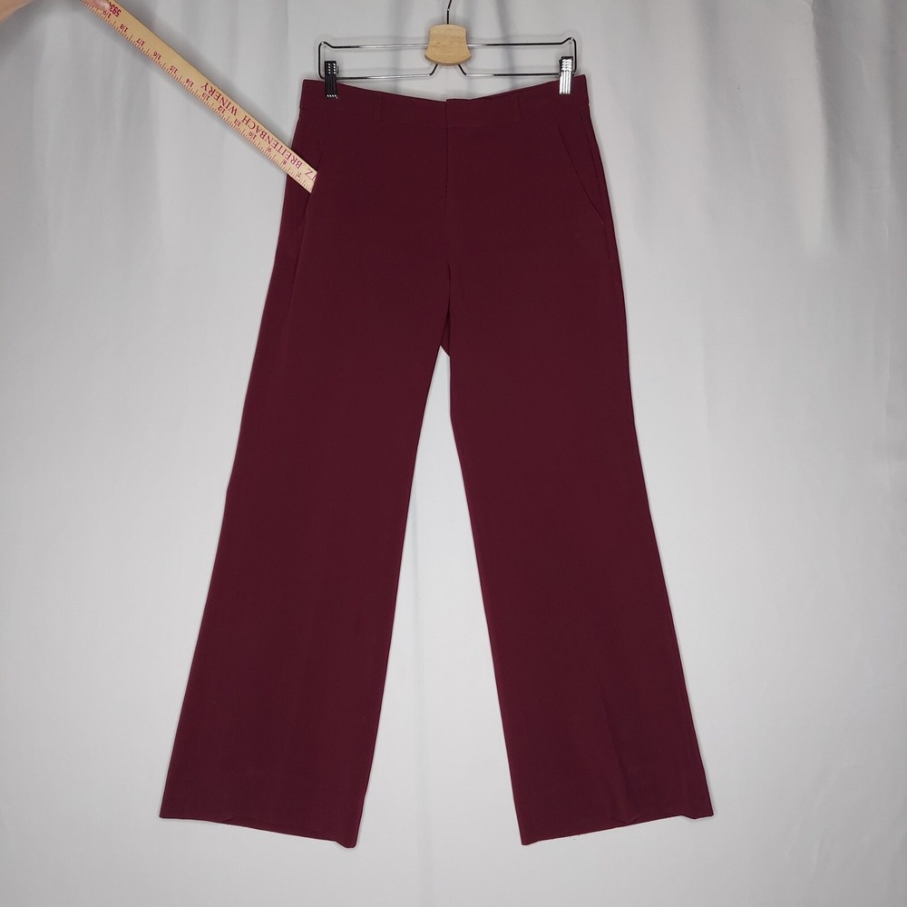 Banana Republic Blake Trouser  Pants Women 6 Burgundy Wide Leg Pocket 32X30 - Picture 5 of 11